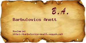 Barbulovics Anett névjegykártya